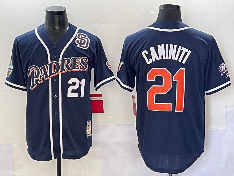 Men 2025 San Diego Padres #21 Caminiti Blue Throwback Game Nike MLB Jersey style 65